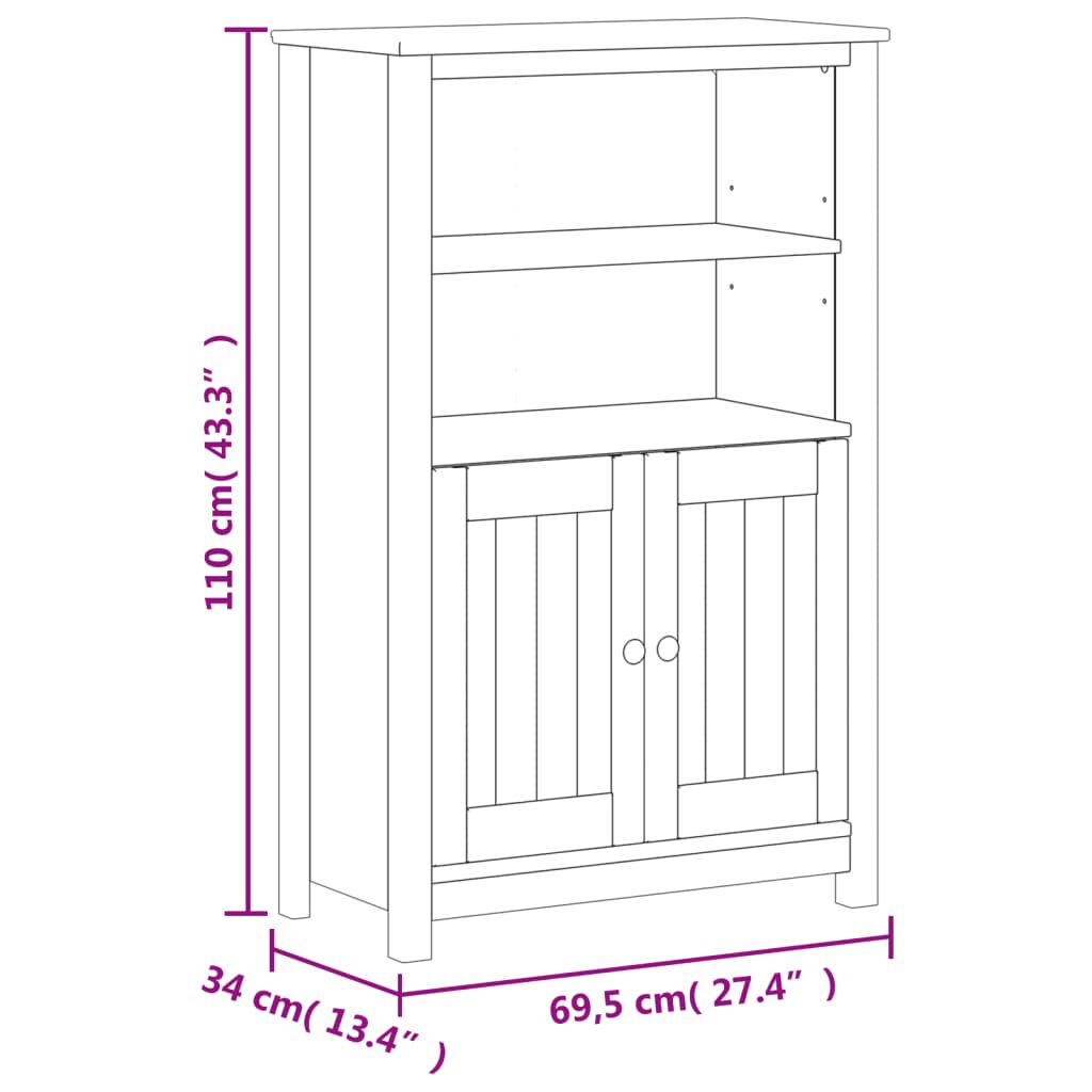 vidaXL Ντουλάπι Μπάνιου BERG Μαύρο 69,5x34x110 εκ. Μασίφ Ξύλο Πεύκου