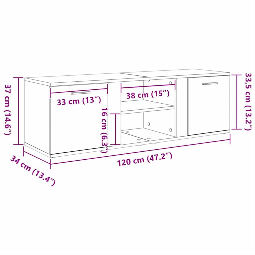vidaXL Έπιπλο Τηλεόρασης Γκρι Σκυροδέματος 120x34x37 εκ. Επεξ. Ξύλο
