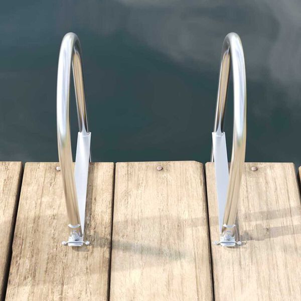 vidaXL Σκαλοπάτι Λιμένος 4-Σκαλοπάτια Ασημί 45 x 11.5 x 134 εκ