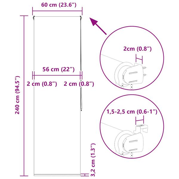 vidaXL Κουρτίνα Μπάνιου Ρολό 60x240 εκ. Πλάτος υφάσματος 56 εκ.