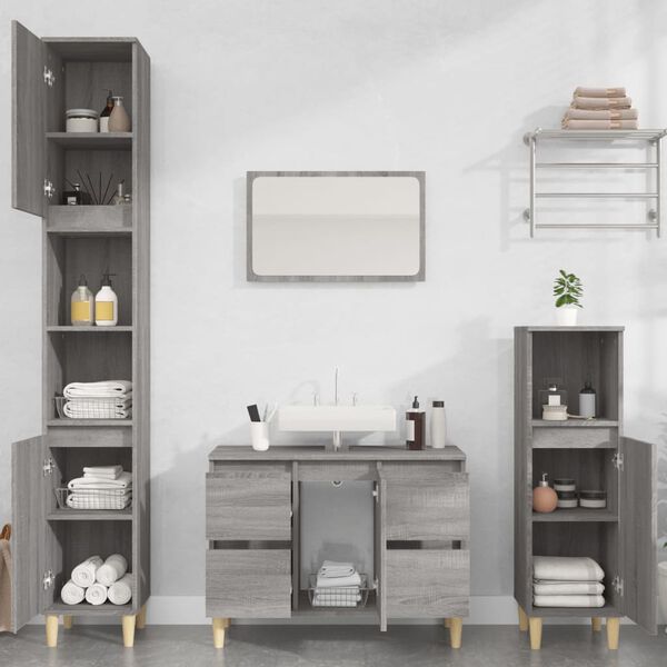 vidaXL Ντουλάπι Νιπτήρα Γκρι Sonoma 80 x 33 x 60εκ. Επεξεργασμένο Ξύλο
