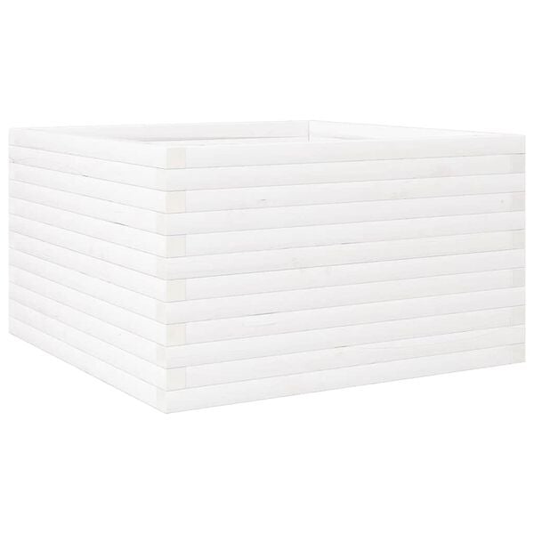 vidaXL Ζαρντινιέρα Κήπου Λευκή 80x80x46 εκ. από Μασίφ Ξύλο Πεύκου