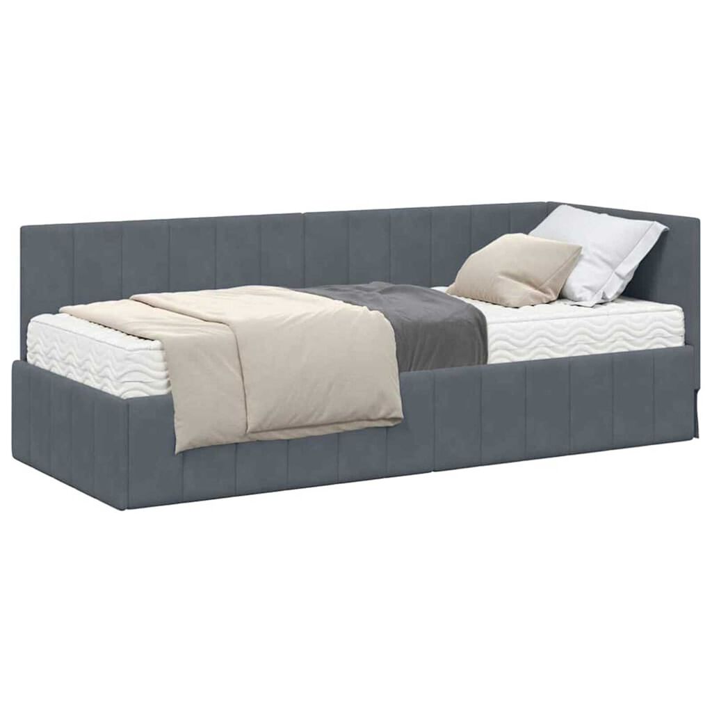 vidaXL Κρεβάτι Γωνίας με στρώμα Σκούρο γκρι 80 x 200 cm Βελούδο