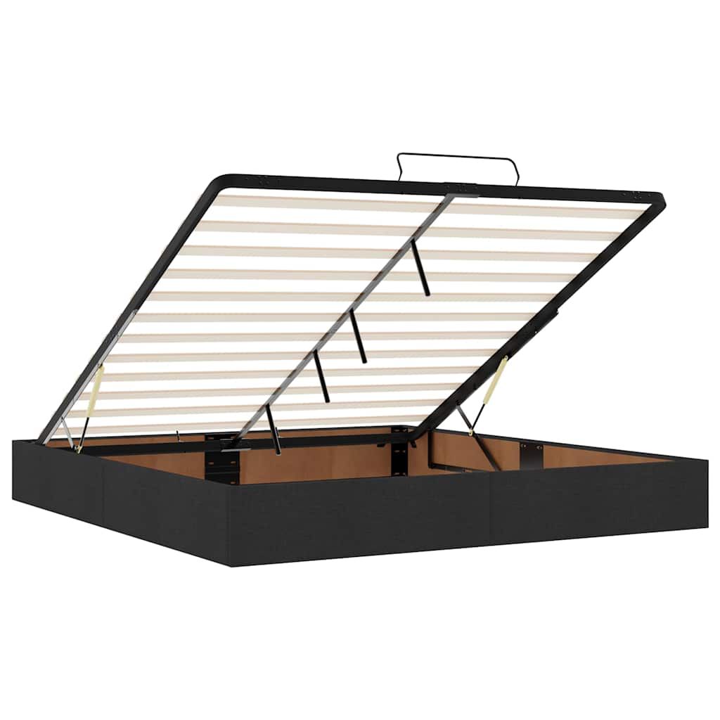 vidaXL Οθωμανικό κρεβάτι με στρώμα & LEDs Μαύρο ύφασμα 160x200cm
