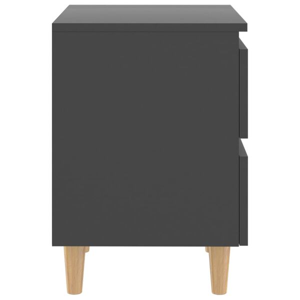 vidaXL Κομοδίνα 2 τεμ. Γκρι 40x35x50εκ. με Πόδια από Μασίφ Ξύλο Πεύκου