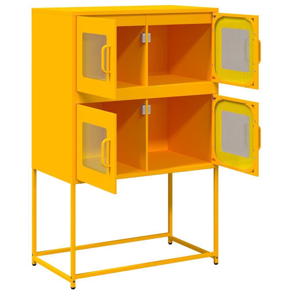 vidaXL Highboard Μουστάρδα κίτρινη 68x39x107 cm Χάλυβας