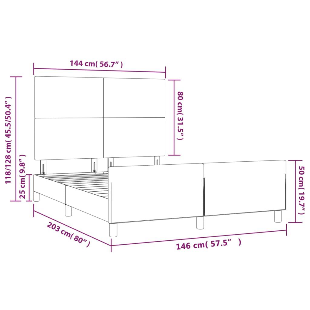 vidaXL Σκελετός Κρεβατιού Χωρίς Στρώμα Μπλε 140x200 εκ.Υφασμάτινο