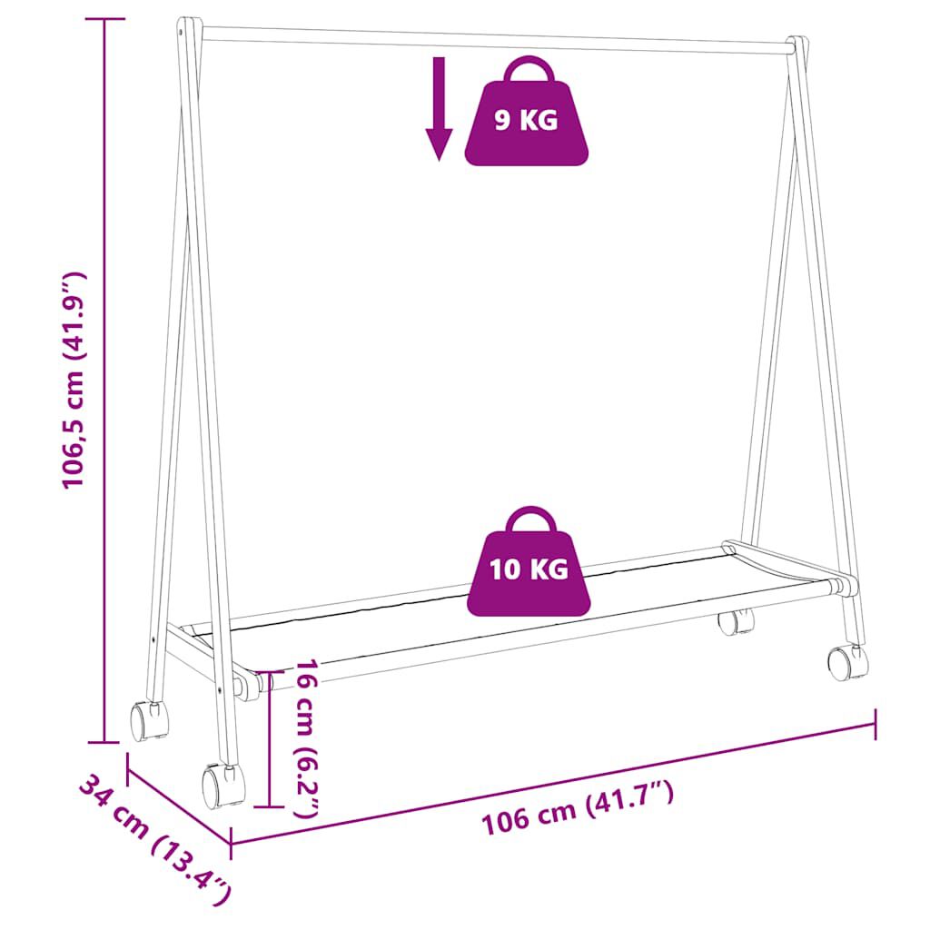 vidaXL Ράφι ρούχων με ράφια και ρόδες 106x34x106,5 cm Μπαμπού