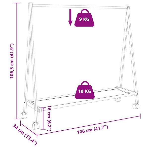 vidaXL Ράφι ρούχων με ράφια και ρόδες 106x34x106,5 cm Μπαμπού