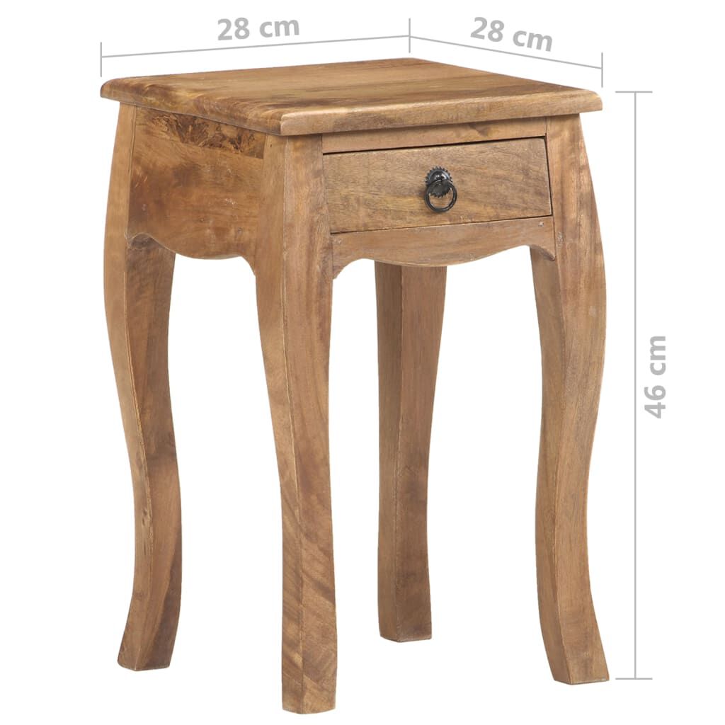 vidaXL Κομοδίνο 28 x 28 x 46 εκ. από Μασίφ Ξύλο Μάνγκο