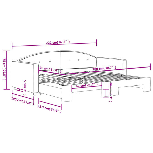 vidaXL Καναπές Κρεβάτι Συρόμενος Ανοιχτό Γκρι 90 x 200 εκ. Βελούδινος
