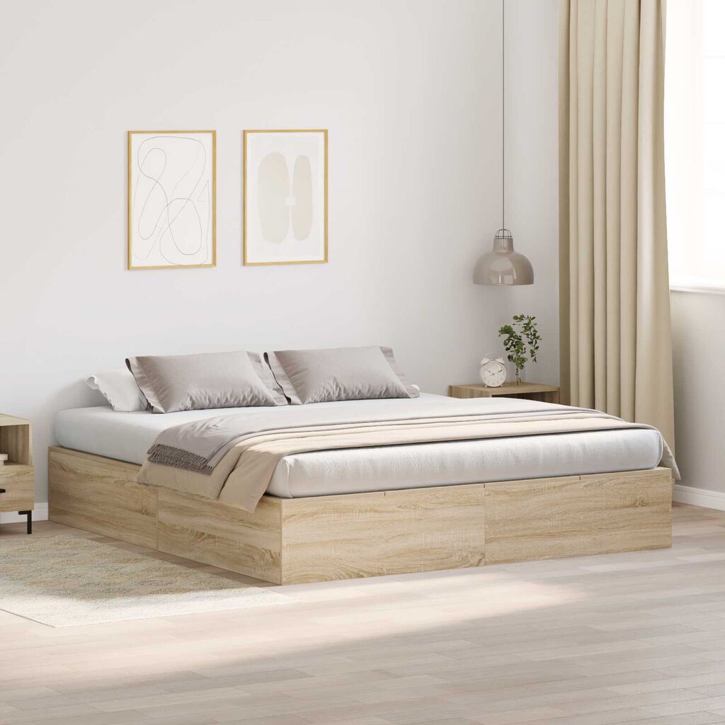 Κρεβάτι αποθήκευσης vidaXL από Sonoma Oak 200x200 εκ.