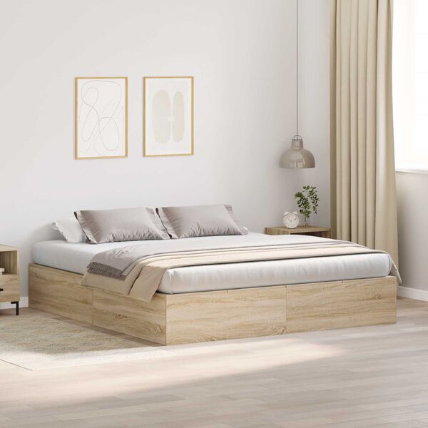 Κρεβάτι αποθήκευσης vidaXL από Sonoma Oak 200x200 εκ.