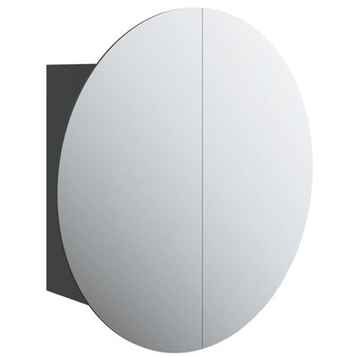 vidaXL Ντουλάπι Μπάνιου με Στρογγυλό Καθρέφτη&LED Μαύρο 40x40x17,5 εκ.