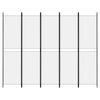 vidaXL Διαχωριστικό Δωματίου με 5 Πάνελ Λευκό 250x200 εκ. από Ύφασμα