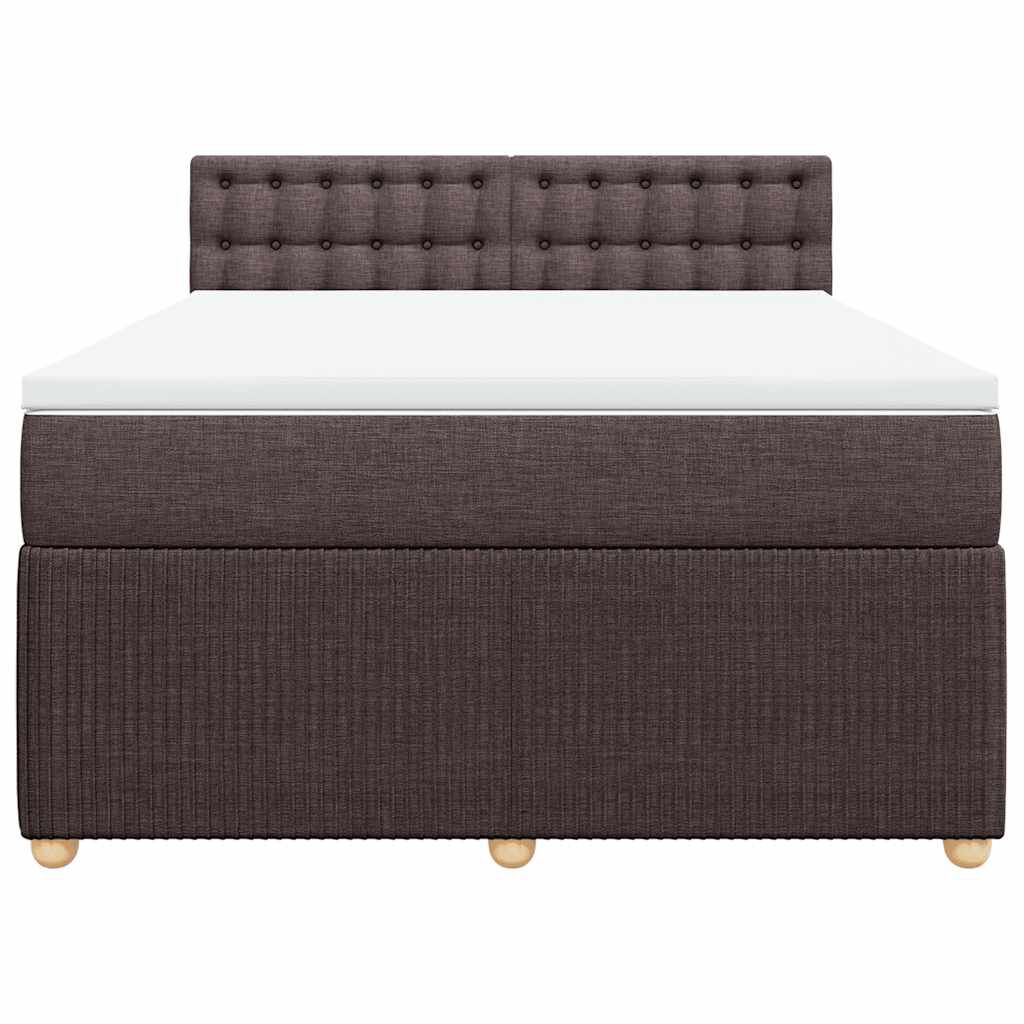 vidaXL Κρεβάτι Boxspring με Στρώμα Σκούρο Καφέ 140x190 εκ. Υφασμάτινο