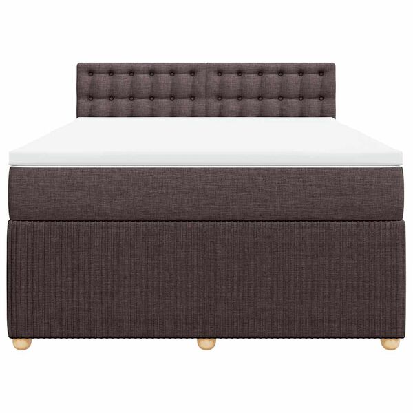 vidaXL Κρεβάτι Boxspring με Στρώμα Σκούρο Καφέ 140x190 εκ. Υφασμάτινο