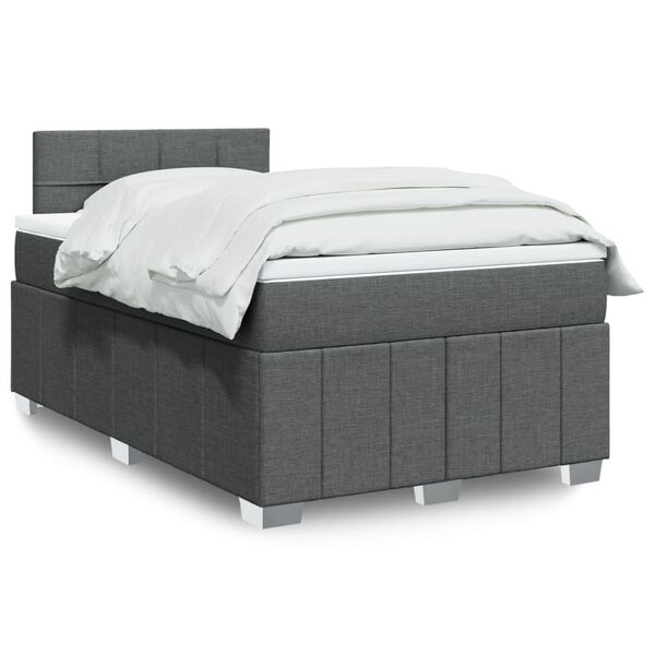 vidaXL Κρεβάτι Boxspring με Στρώμα Σκούρο Γκρι 120x200 εκ. Υφασμάτινο