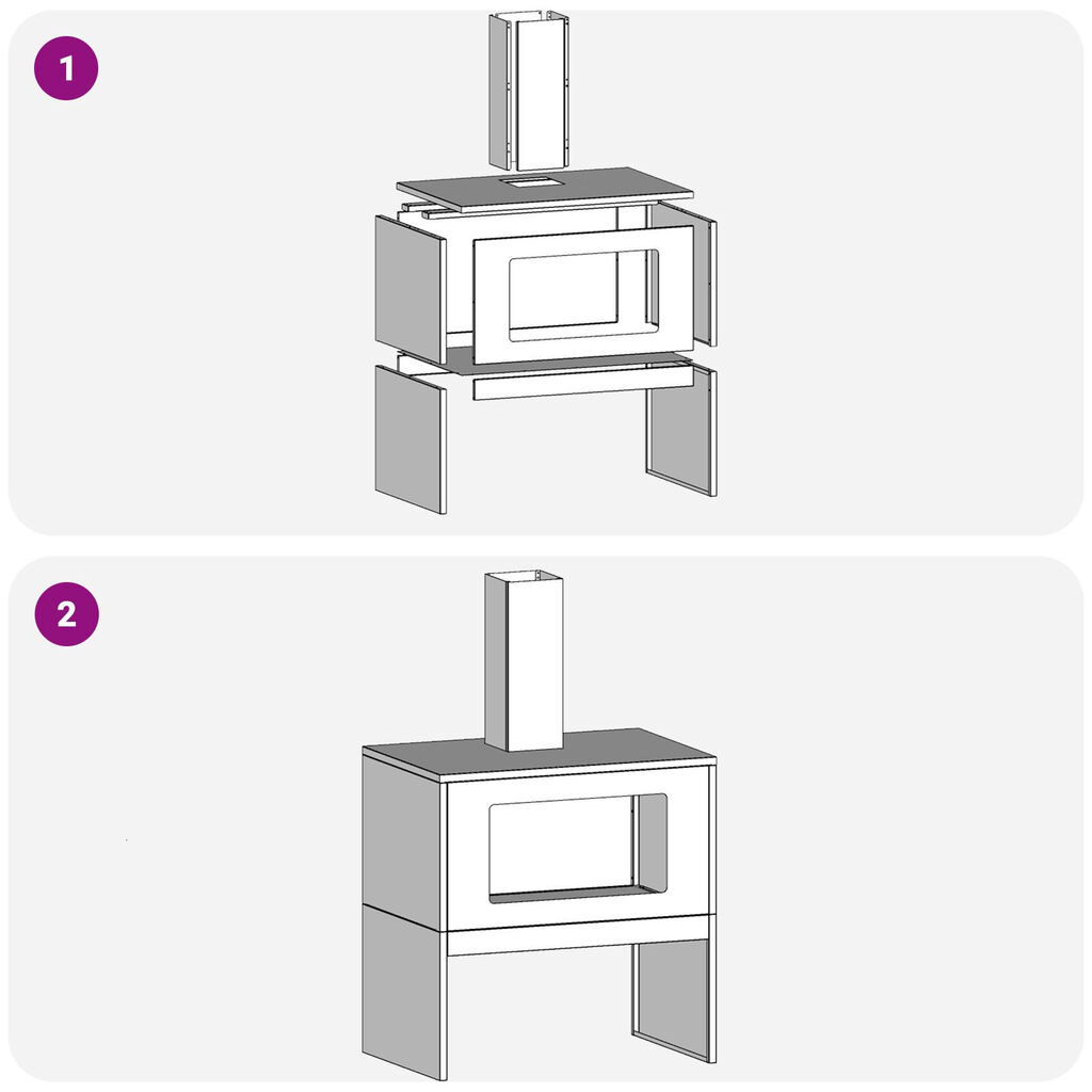 vidaXL Εστία με Καμινάδα 60x40x96 εκ. Από Σιδηρόχαλυβα