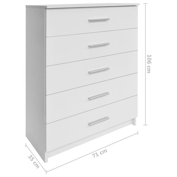 vidaXL Συρταριέρα Λευκή 71 x 35 x 106 εκ. από Μοριοσανίδα