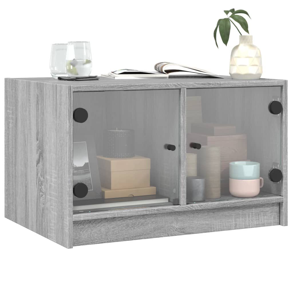 vidaXL Τραπεζάκι Σαλονιού Sonoma Γκρι 68x50x42 εκ. με Γυάλινες Πόρτες