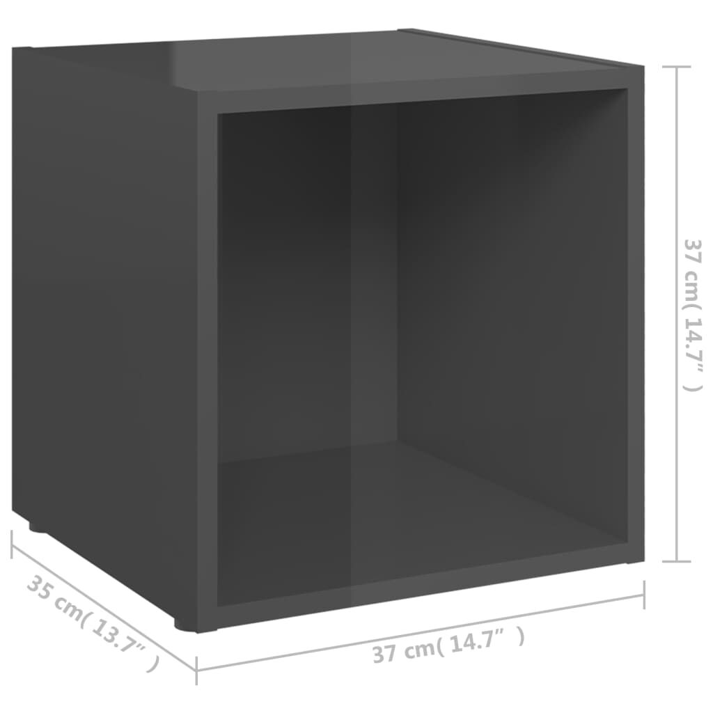 vidaXL Έπιπλα Τηλεόρασης 2 τεμ. Γυαλ. Γκρι 37 x 35 x 37εκ. Επεξ. Ξύλο