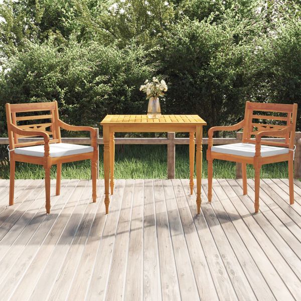 vidaXL &Sigma;&epsilon;&tau; &Tau;&rho;&alpha;&pi;&epsilon;&zeta;&alpha;&rho;ί&alpha;&sigmaf; &Kappa;ή&pi;&omicron;&upsilon; 3 &Tau;&epsilon;&mu;&alpha;&chi;ί&omega;&nu; &Mu;&alpha;&sigma;ί&phi; &Xi;ύ&lambda;&omicron; Teak &mu;&epsilon; &Mu;&alpha;&xi;&iota;&lambda;ά&rho;&iota;&alpha;