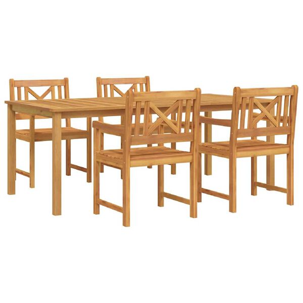 vidaXL Σέτ φαγητού για κήπο 5 pcs Καφέ Μασίφ ξύλο ακακίας