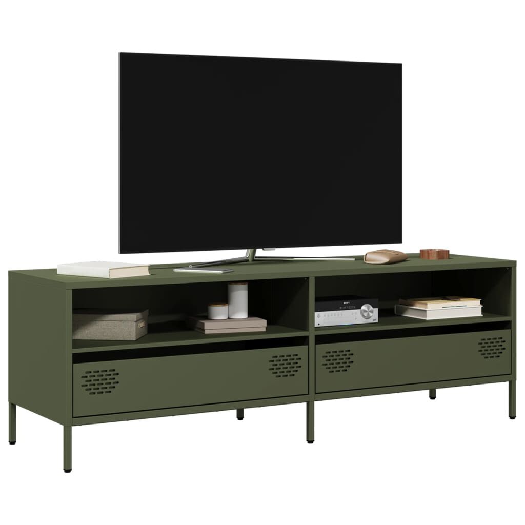 vidaXL Έπιπλο Τηλεόρασης Λαδί 135x39x43,5 εκ. Ατσάλι Ψυχρής Έλασης
