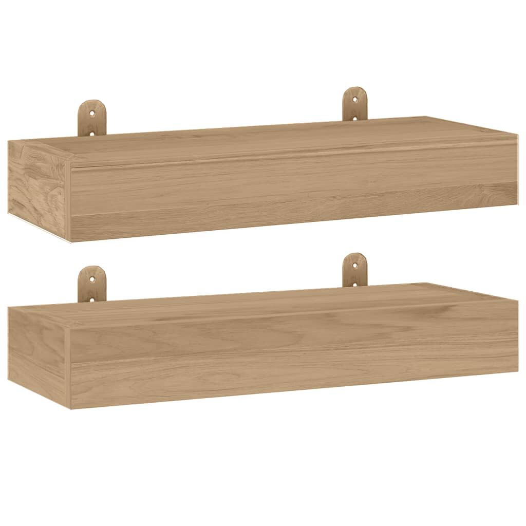 vidaXL Ράφια Τοίχου 2 τεμ. 40 x 15 x 6 εκ. από Μασίφ Ξύλο Teak