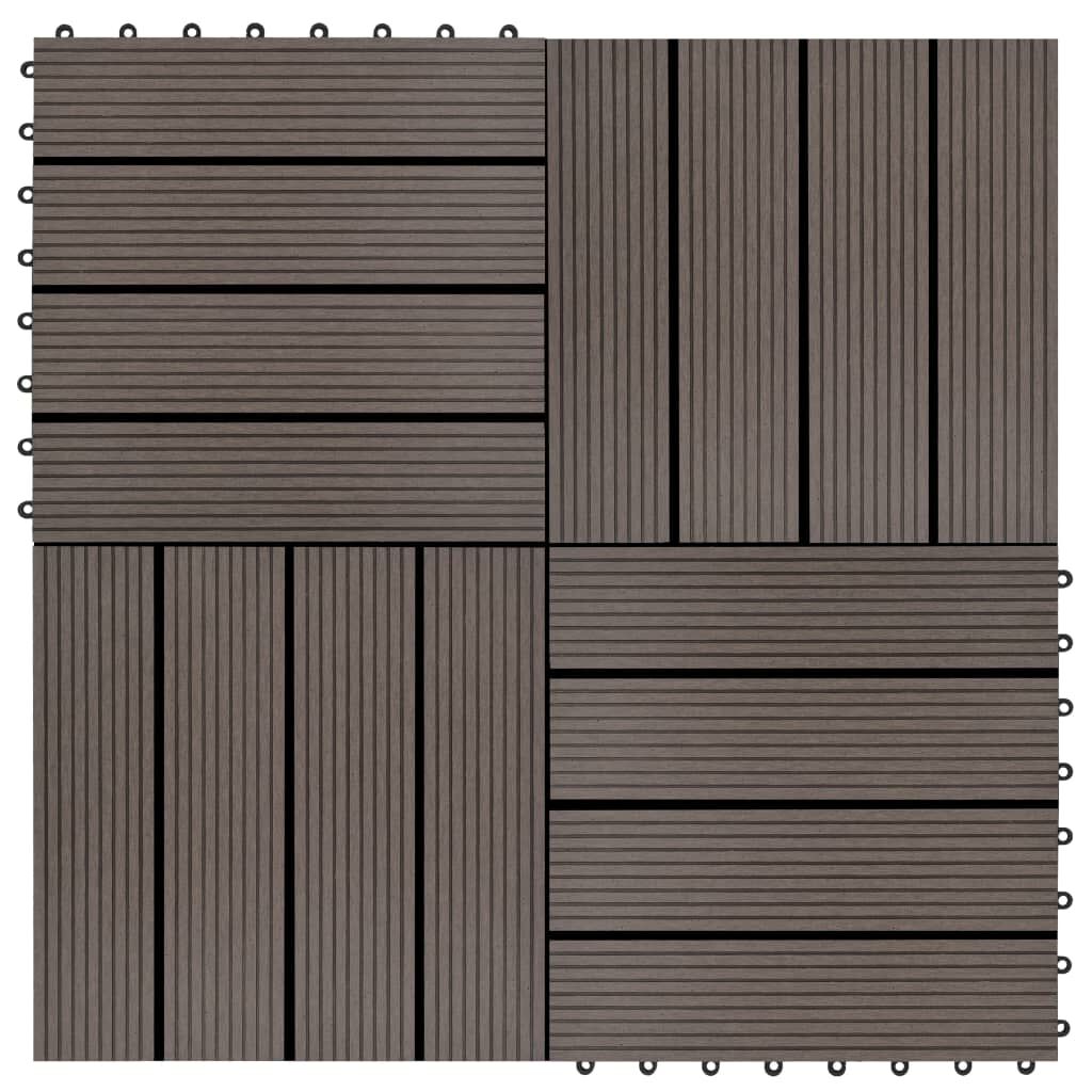 vidaXL Πλακάκια Deck 11 τεμ. Σκούρο Καφέ 30 x 30 εκ. 1 μ² από WPC