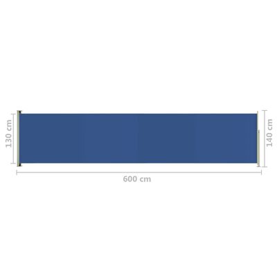 vidaXL Σκίαστρο Πλαϊνό Συρόμενο Βεράντας Μπλε 140 x 600 εκ.