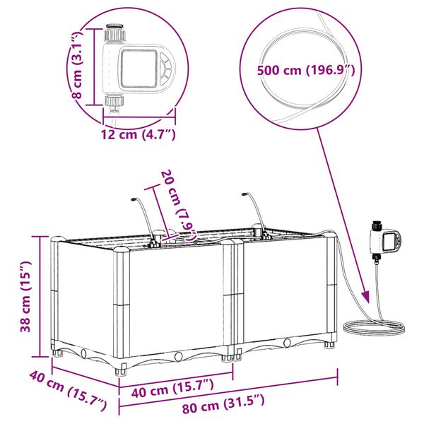 vidaXL Γλάστρες Κήπου 1 τεμ Καφέ 80 x 40 x 37.5 cm Πλαστικό