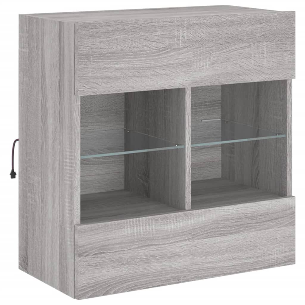 vidaXL Έπιπλο Τοίχου Τηλεόρασης με LED Γκρι Sonoma 58,5x30x60,5 εκ.
