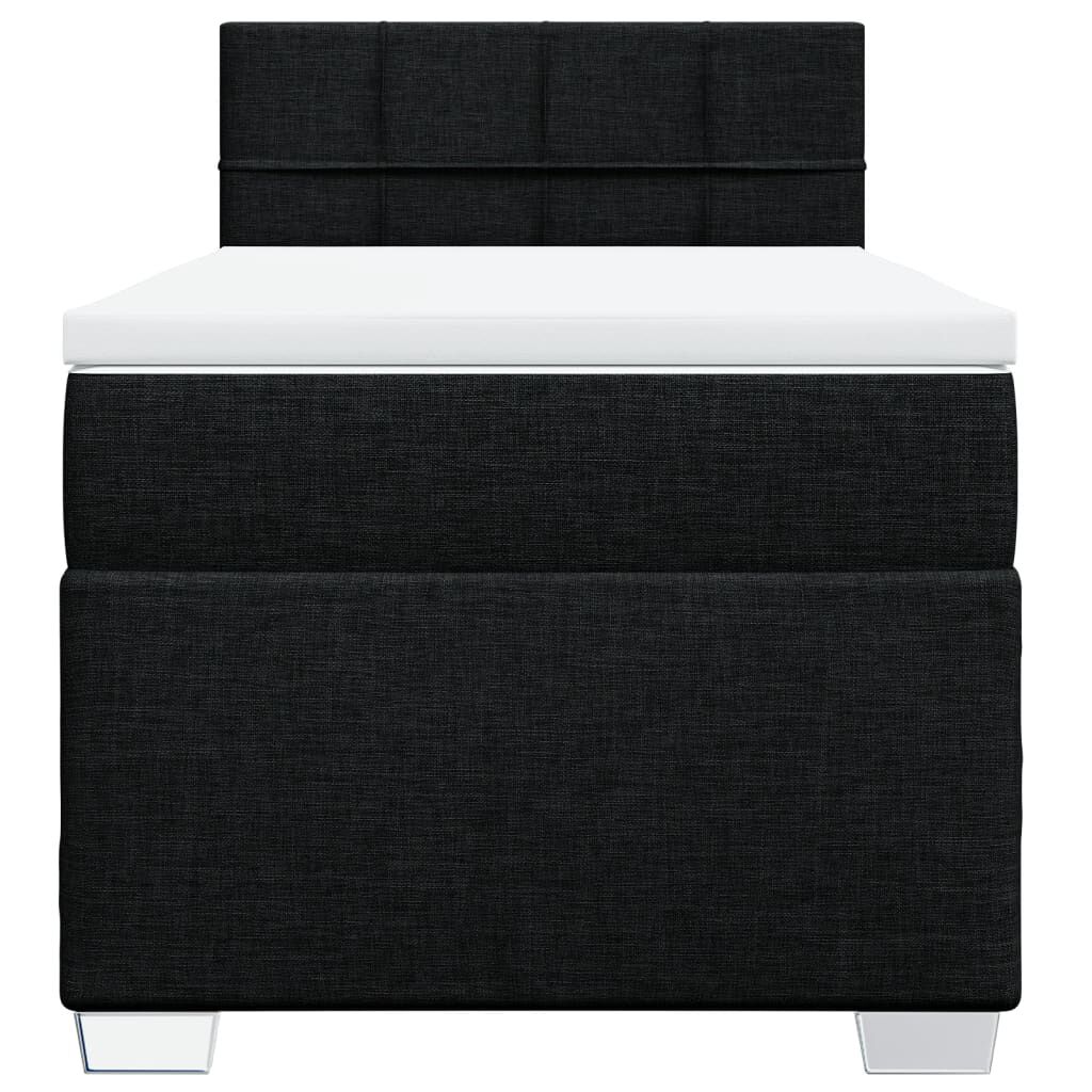 vidaXL Κρεβάτι Boxspring με Στρώμα Μαύρο 100 x 200 εκ. Υφασμάτινο
