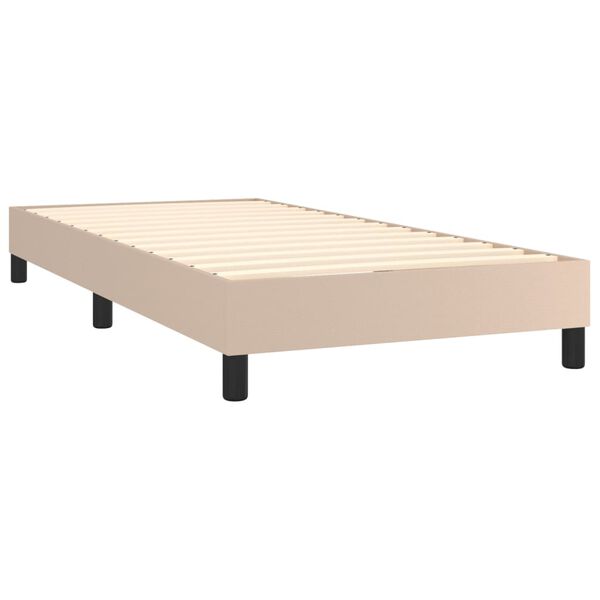 vidaXL Κρεβάτι Boxspring με Στρώμα Καπουτσίνο 90x190εκ.από Συνθ. Δέρμα