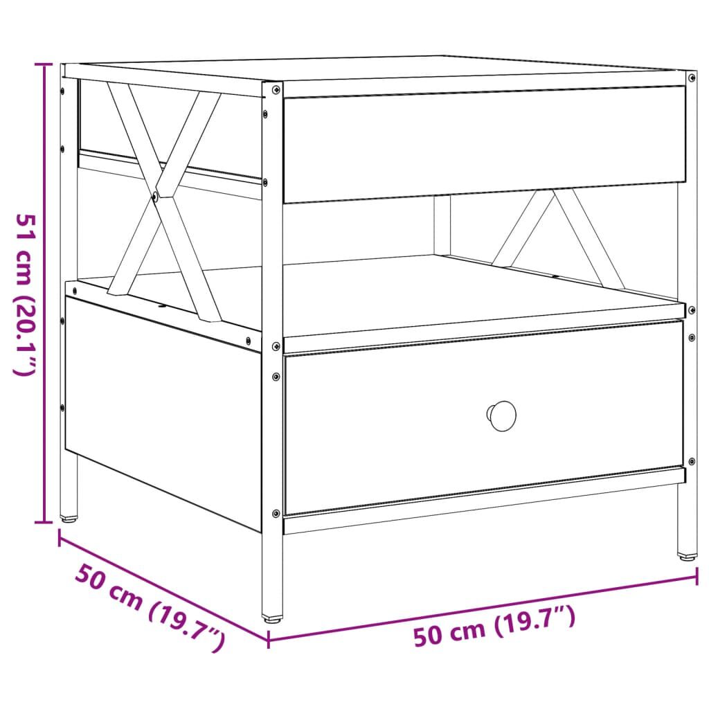 vidaXL Τραπεζάκι Σαλονιού Infinity LED Μαύρο 50x50x51 εκ.