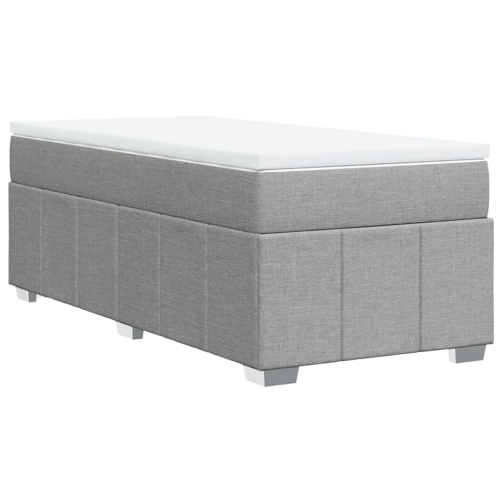 vidaXL Κρεβάτι Boxspring με Στρώμα Ανοιχτό Γκρι 90x200 εκ. Υφασμάτινο