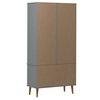 vidaXL Βιτρίνα MOLDE Γκρι 90 x 35 x 175 εκ. από Μασίφ Ξύλο Πεύκου