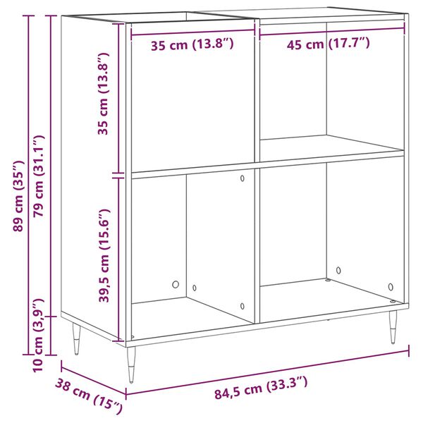 vidaXL Ντουλάπι Δισκογραφίας Μαύρη Δρυς 84,5x38x89 εκ Επεξεργασμένο Ξύλο