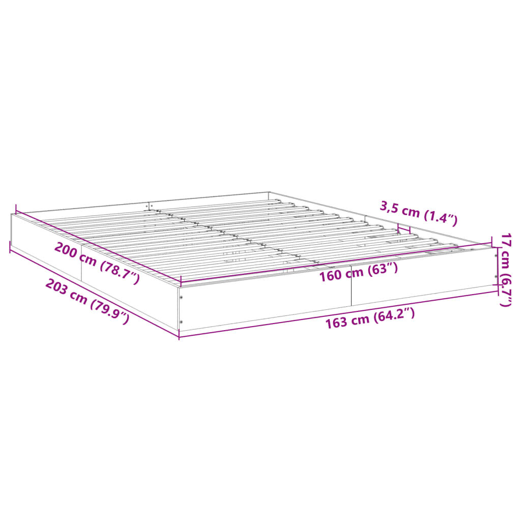 vidaXL Πλαίσιο Κρεβατιού Χωρ. Στρώμα Sonoma Δρυς 160x200 εκ. Επ. Ξύλο