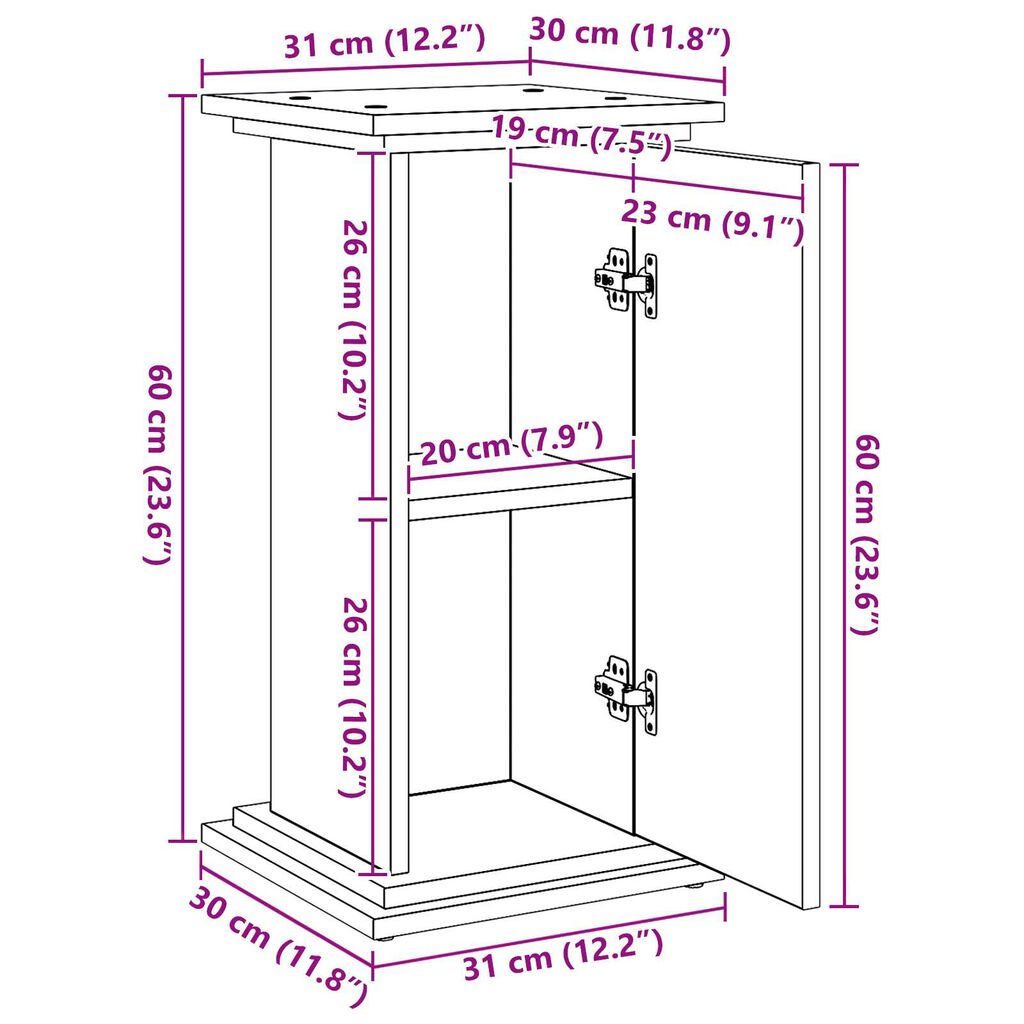 vidaXL Ράφι Έκθεσης Μαύρη Οξυά 31 x 30 x 60 cm Επεξεργασμένο ξύλο