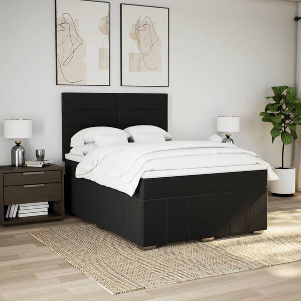 vidaXL &Kappa;&rho;&epsilon;&beta;ά&tau;&iota; Boxspring &mu;&epsilon; &Sigma;&tau;&rho;ώ&mu;&alpha; &Mu;&alpha;ύ&rho;&omicron; 140x190 &epsilon;&kappa;. &Upsilon;&phi;&alpha;&sigma;&mu;ά&tau;&iota;&nu;&omicron;