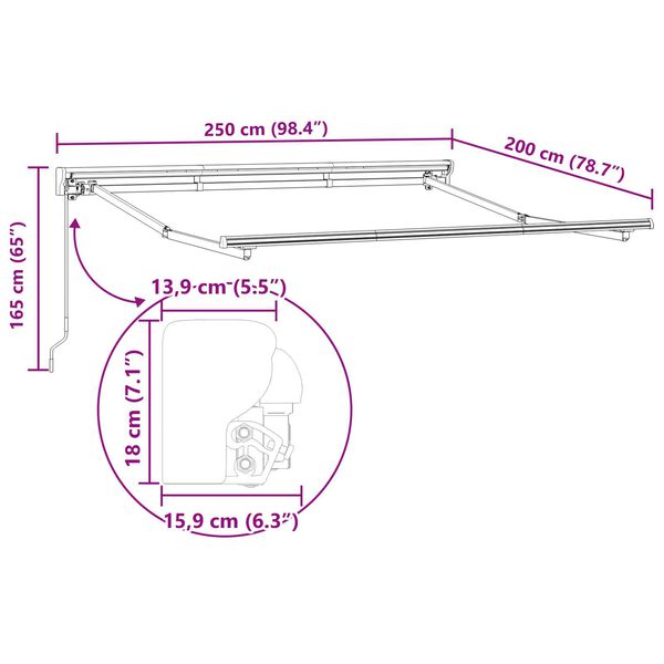vidaXL Σκελετός Τέντας Λευκό 2.5 x 2 m