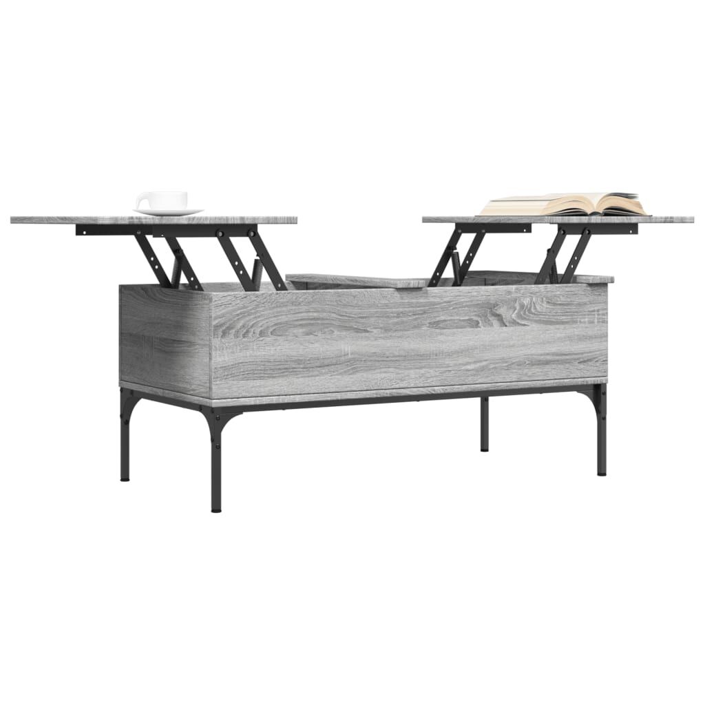 vidaXL Τραπεζάκι Σαλονιού Γκρι Sonoma 100x50x45 εκ Επεξ Ξύλο + Μέταλλο