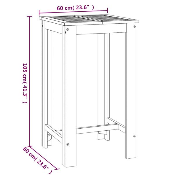 vidaXL Τραπέζι Μπαρ Κήπου 60 x 60 x 105 εκ. από Μασίφ Ξύλο Ακακίας