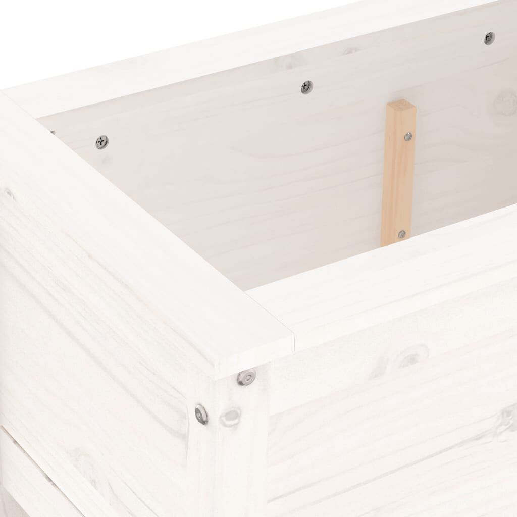 vidaXL Ζαρντινιέρα Λευκή 82,5 x 40 x 39 εκ. από Μασίφ Ξύλο Πεύκου