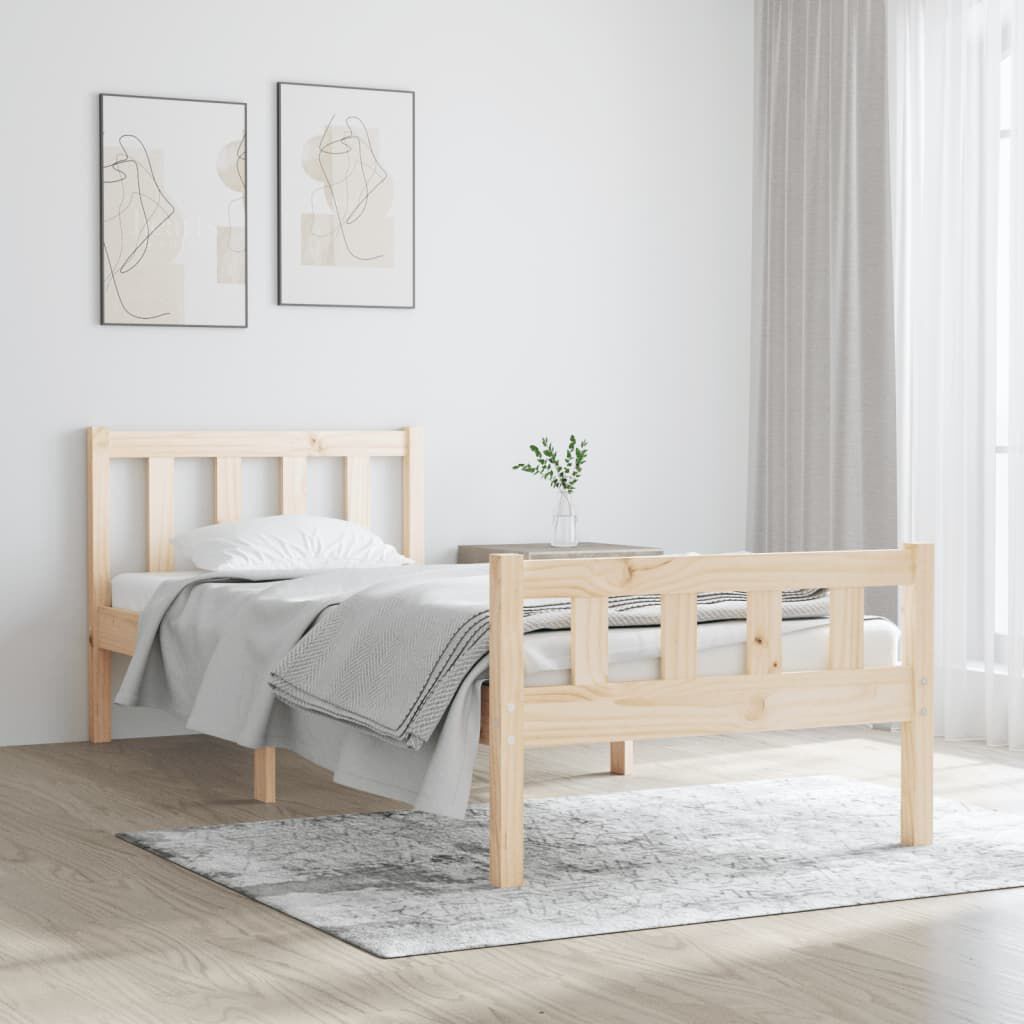 vidaXL Πλαίσιο Κρεβατιού 75 x 190 εκ. από Μασίφ Ξύλο Small Single