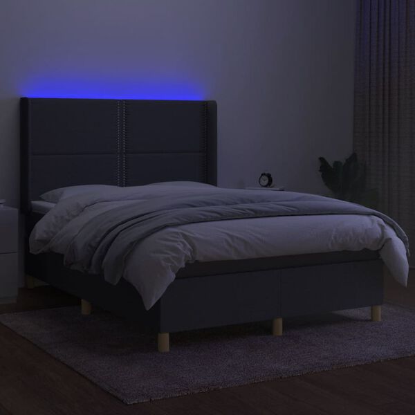 vidaXL &Kappa;&rho;&epsilon;&beta;ά&tau;&iota; Boxspring &mu;&epsilon; &Sigma;&tau;&rho;ώ&mu;&alpha; & LED &Sigma;&kappa;.&Gamma;&kappa;&rho;&iota; 140x200 &epsilon;&kappa; &Upsilon;&phi;&alpha;&sigma;&mu;ά&tau;&iota;&nu;&omicron;