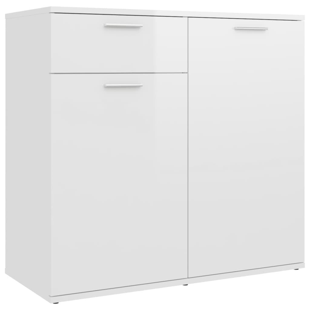 vidaXL Ντουλάπι με Συρτάρι Γυαλιστερό Λευκό 80x36x75 εκ. Επεξ. Ξύλο